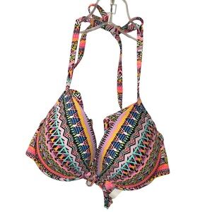 Victoria Secrets push up bra bathing suit top multicolor size 34D